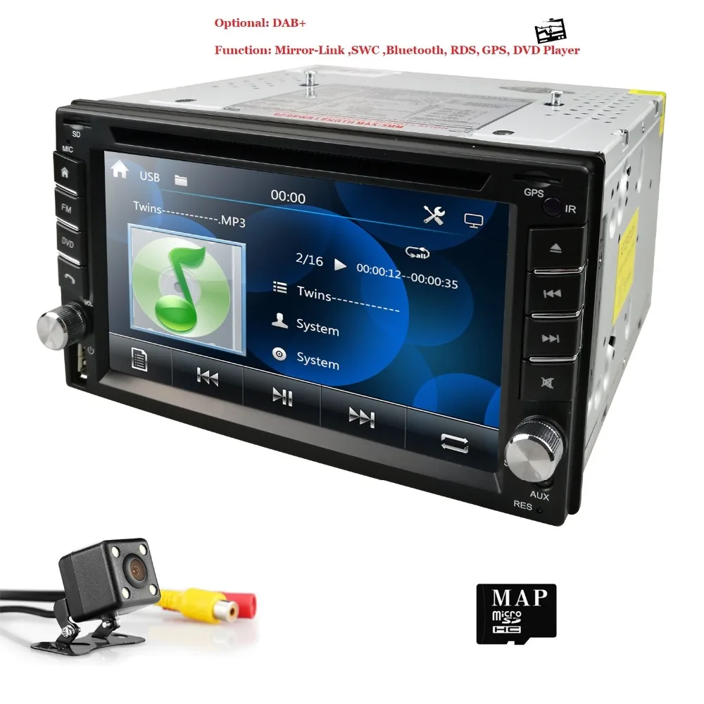 

Touch screen 2Din In Dash 6.2 Inch Car DVD Player GPS Universal Stereo Radio BT USB Mirror link RDS 1080P+Map card+Rear camera