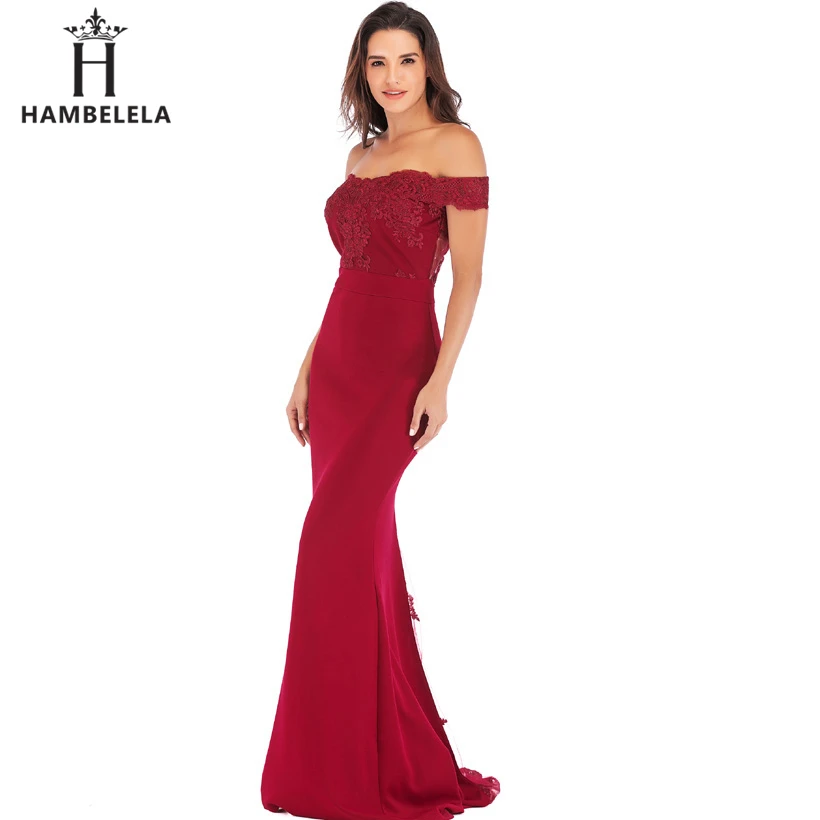 HAMBELELA vestido de festa Розовый Черный Красный Русалка платье кружевной топ лиф тонкий длинный Формальное вечернее платье очаровательное