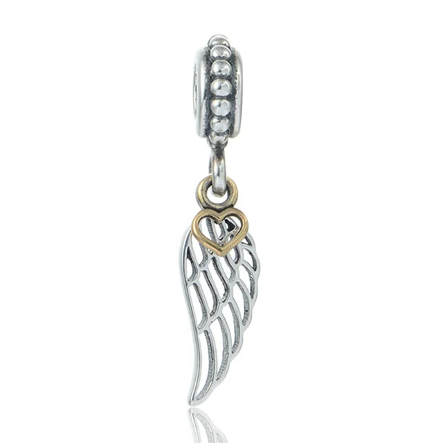 Free Shipping Fits Pandora Charms Bracelet Solid 925 Sterling Silver Free Shipping Fits Pandora Charms Bracelet Solid 925 Sterling Silver Angel Wing Charm Pendant With Gold