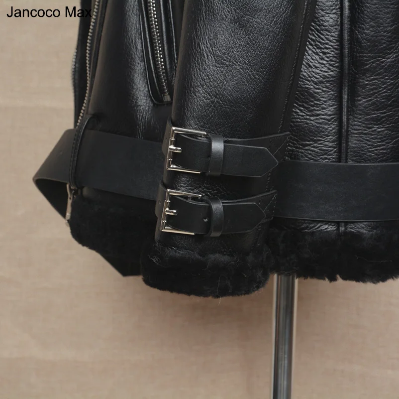 2017 Motorcycle Leather Punk Jacket Biker Jacket Women Men Genuine Leather Coat With Real Fur S1640