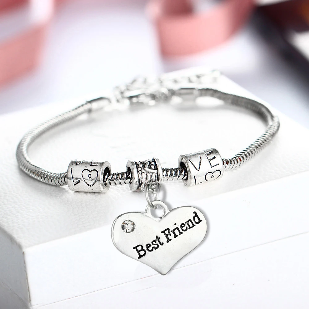Модный браслет с надписью Love Heart Best Friend 12 шт./Лот Дружеские Подарки для женщин