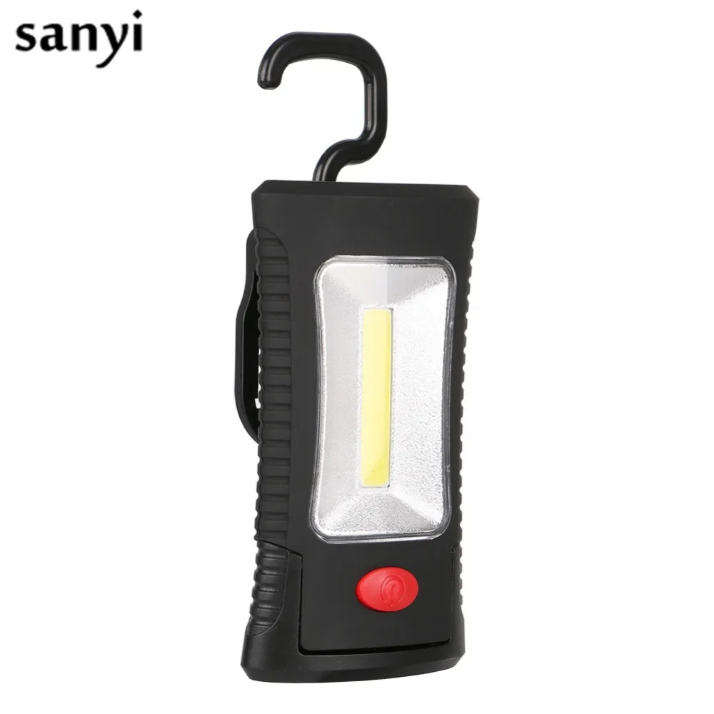 Portable Flashlight 2 Modes COB LED Lamp Working Stand Hanging