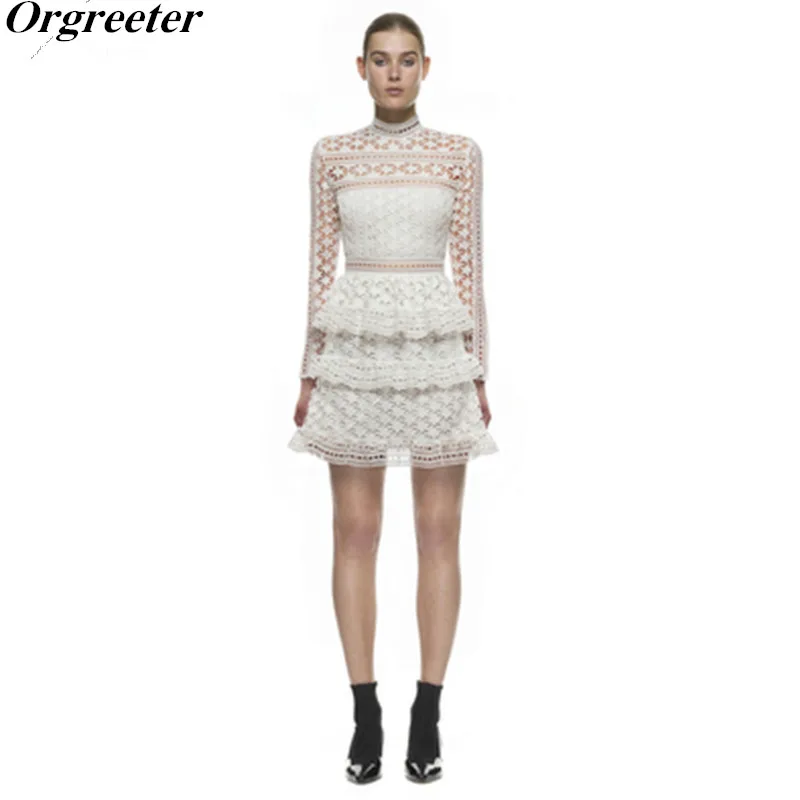 

Self Portrait Runway Dress 2018 Spring New Arrival Long Sleeve Layer Ruffles Elegant Evening Party Dresses