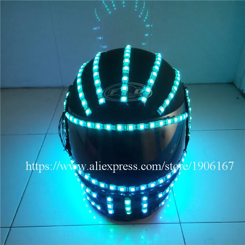 Colorful LED Luminous Robot Helmet RGB Led Growing Flashing  Halloween Christmas Headwear For Party Dancing Bar DJ17