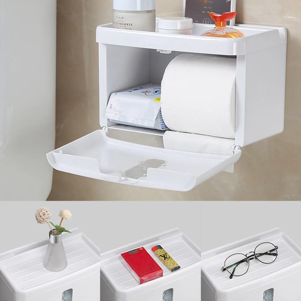 Водонепроницаемый пластиковый держатель для туалетной бумаги для ванной комнаты, настенный ящик для хранения, двойной слой, диспенсер для салфеток, Органайзер