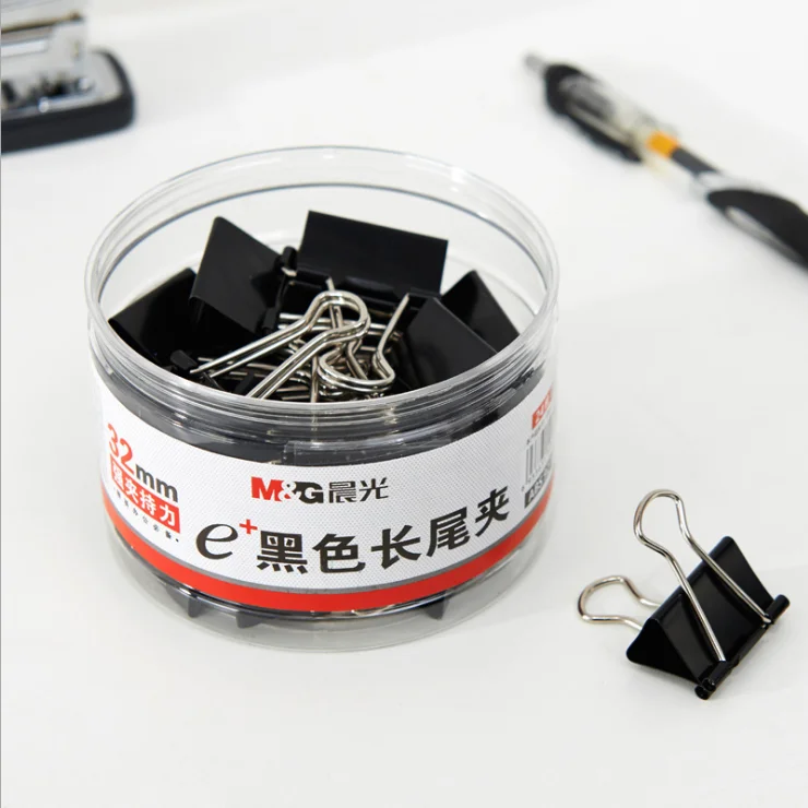 

12PCS Metal Binder Clips Black Paper Clip 51 41 32 25 19 15mm Clips Paper Clips Paperclips Office supplies wholesale JZ001G