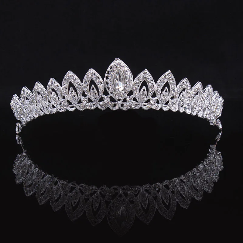 Buy Silver Crystal Alloy Heart Bridal Tiaras