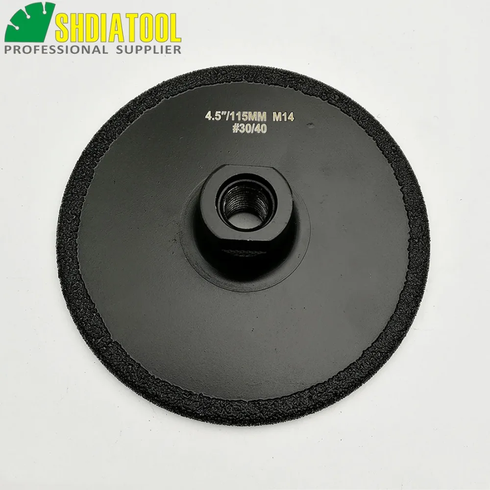DIATOOL Dia 4.5" Vacuum Brazed Diamond Flat Grinding Wheel M14 Thread Grit#30 115mm Shaping Beveling Wheels For Granite Marble