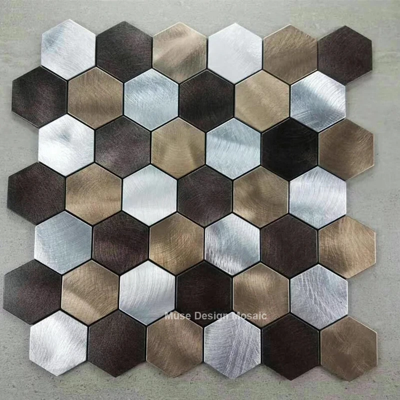 Металлик черный серебристый серый шестиугольник Матовый Алюминиевый сплав мозаичная плитка для стен, кухня щитка каминная плитка