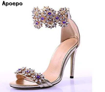 Sandale Bout Bling Pour À Haute Cheville Chaude De Ornée Sexy rouge 2017 As Mariage Pictures Cristal Chaussures Vente Talon Femme Ouvert Sangle Yx0nEP