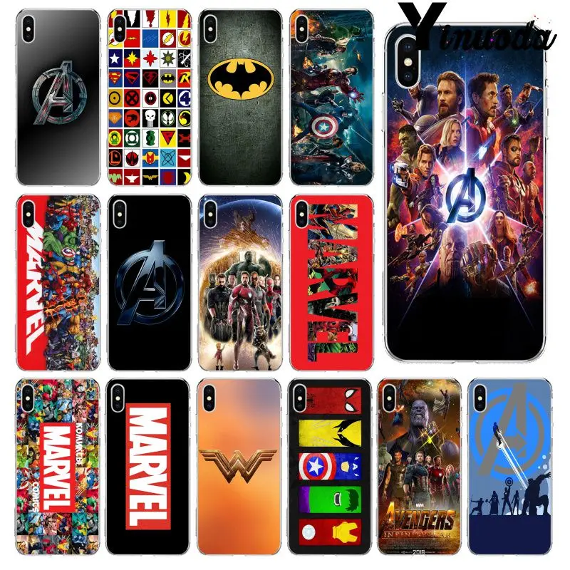 

Yinuoda Marvel Super heroes Avengers TPU Transparent Phone Case Cover Shell for iPhone 5 5Sx 6 7 7plus 8 8Plus X XS MAX XR