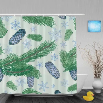 

Winter Scene Christmas Shower Curtain Pineapple And Cherry Decor Bathroom Shower Curtains Waterproof Polyester Fabric With Hooks