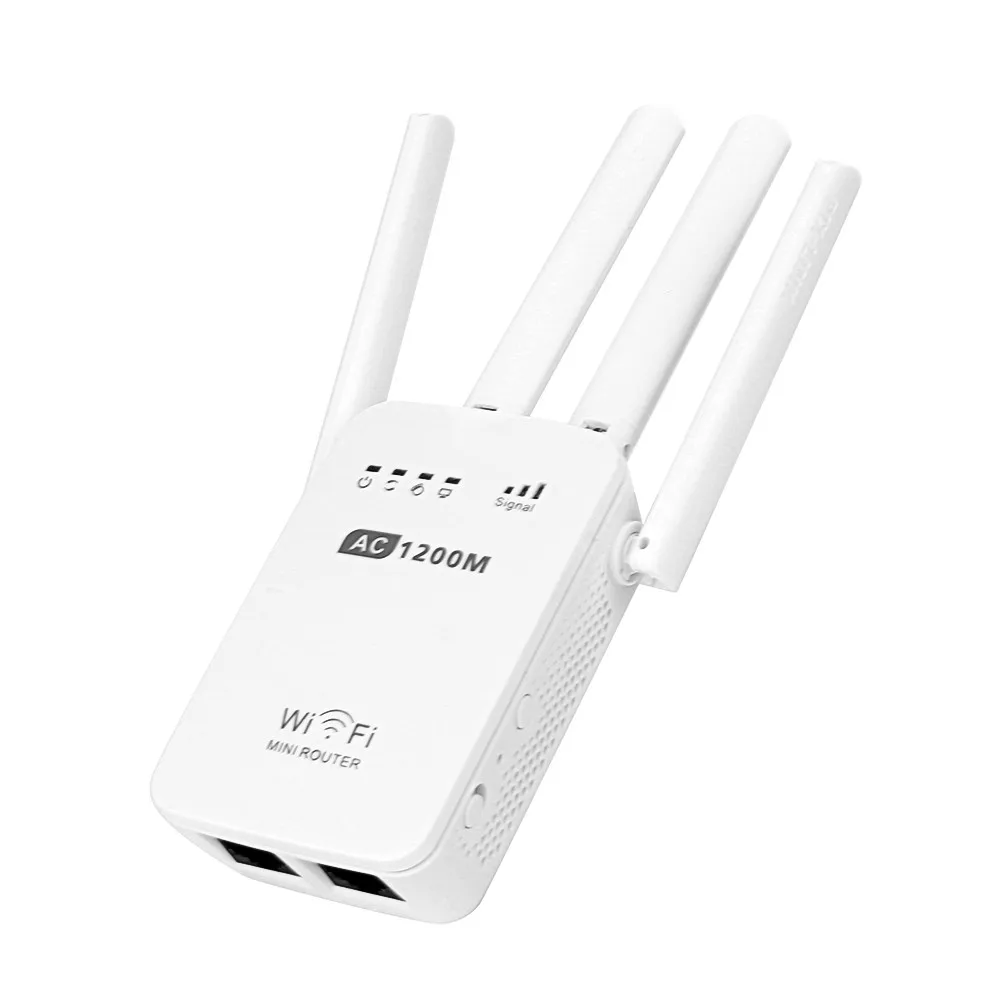 Беспроводной WI-FI повторителя/маршрутизатор WI-FI Extender 1200 Мбит Dual Band 2,4/5 г Беспроводной Range Extender WI-FI повторителя маршрутизатор 4 антенны - Цвет: Черный