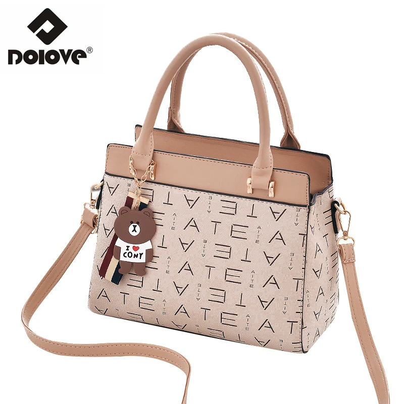

DOLOVE 2019 Fashion New Style Women's Bag, Printed PU Leather Messenger Bag, One Shoulder Diagonal Handbag