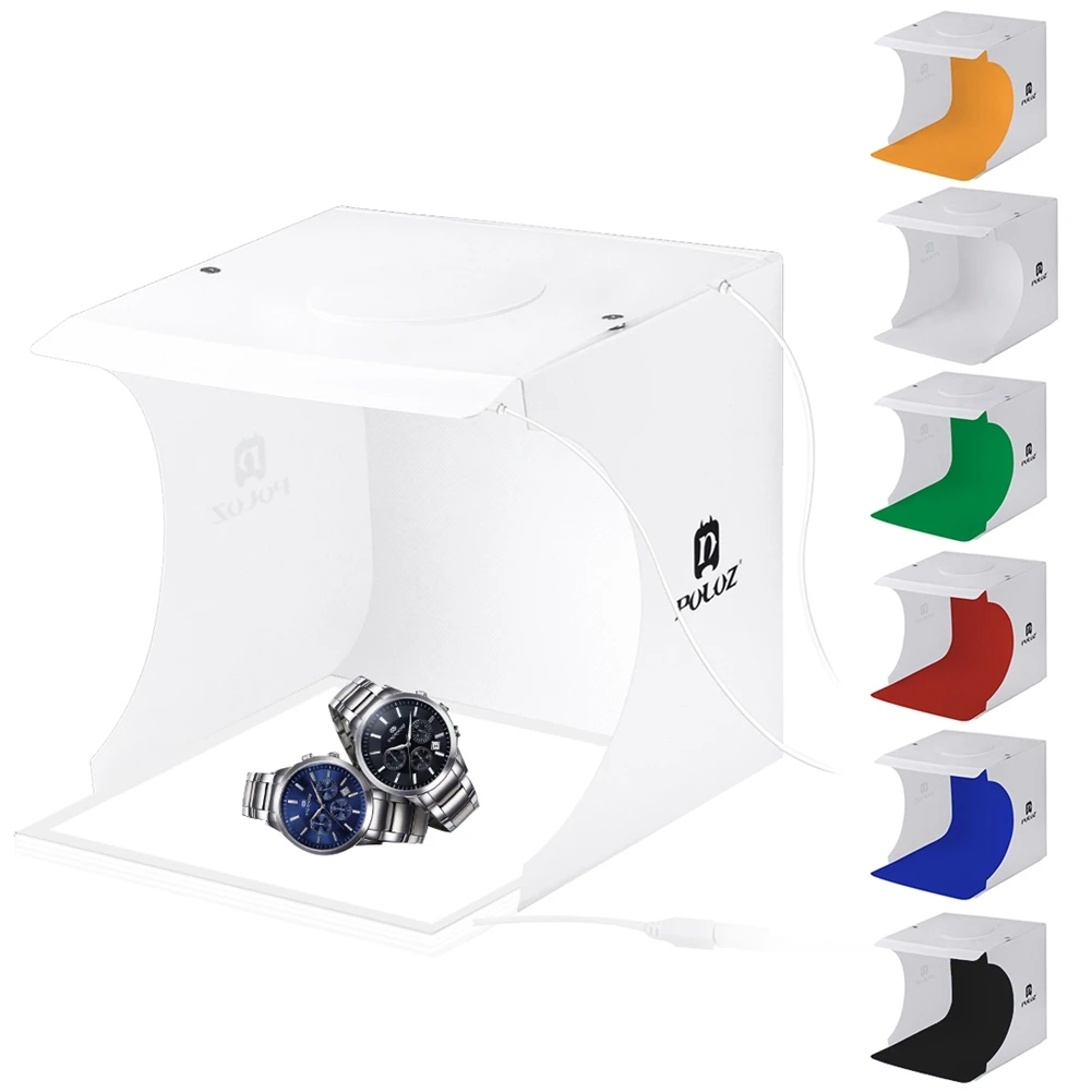 

PULUZ Portable Mini Led Photo Studio Box Tabletop Shooting Soft Box Tent + Shadowless Bottom Light + 2*LED Panels + 6*Backdrops