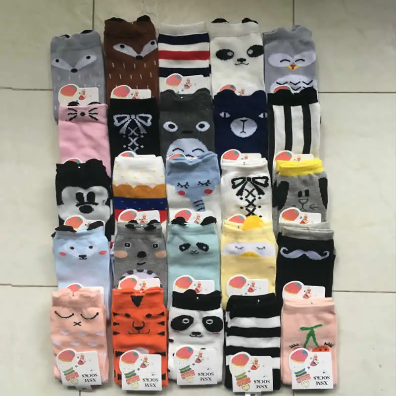 Новые чулочно-носочные изделия, детские осенние носки, до колена, корейские носки для малышей с рисунком панды, теплые гольфы для детей