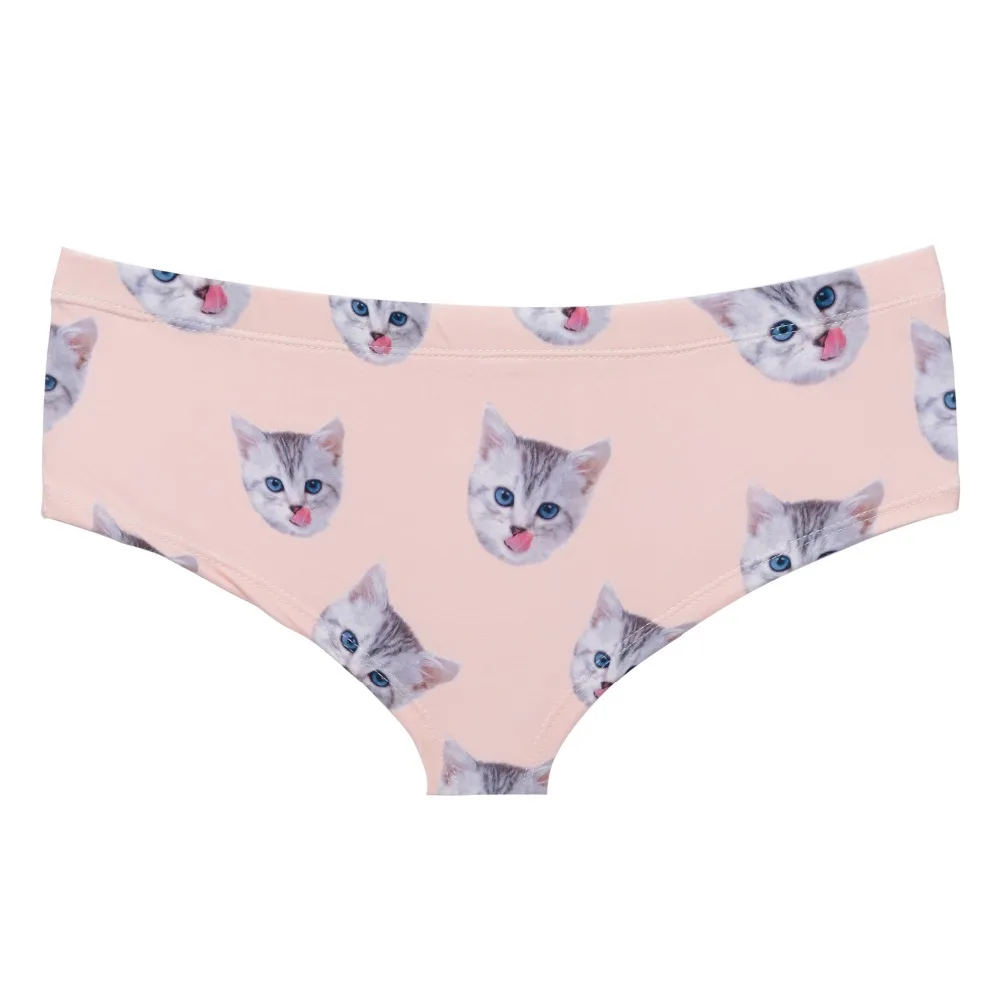 Новинка 2017 женские трусики стринги с 3D принтом животных надписью meow kitty