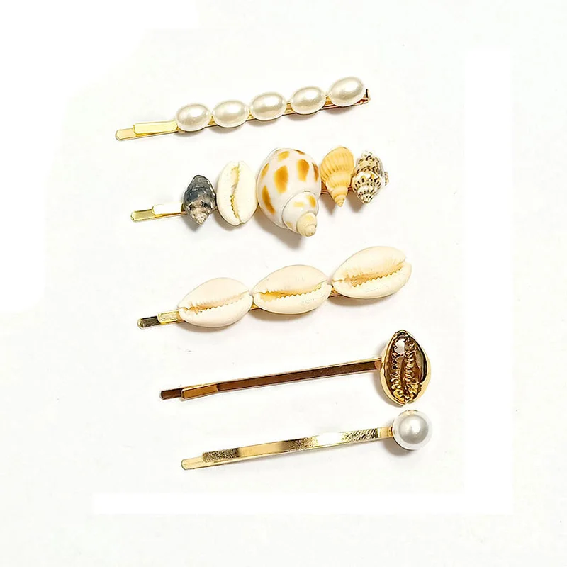 

Ubuhle 5Pcs/set Hair Pins for Women New Fashion Design Beach Hair Jewelry Shell Simulated Pearls Conch Hair Clips Accessories