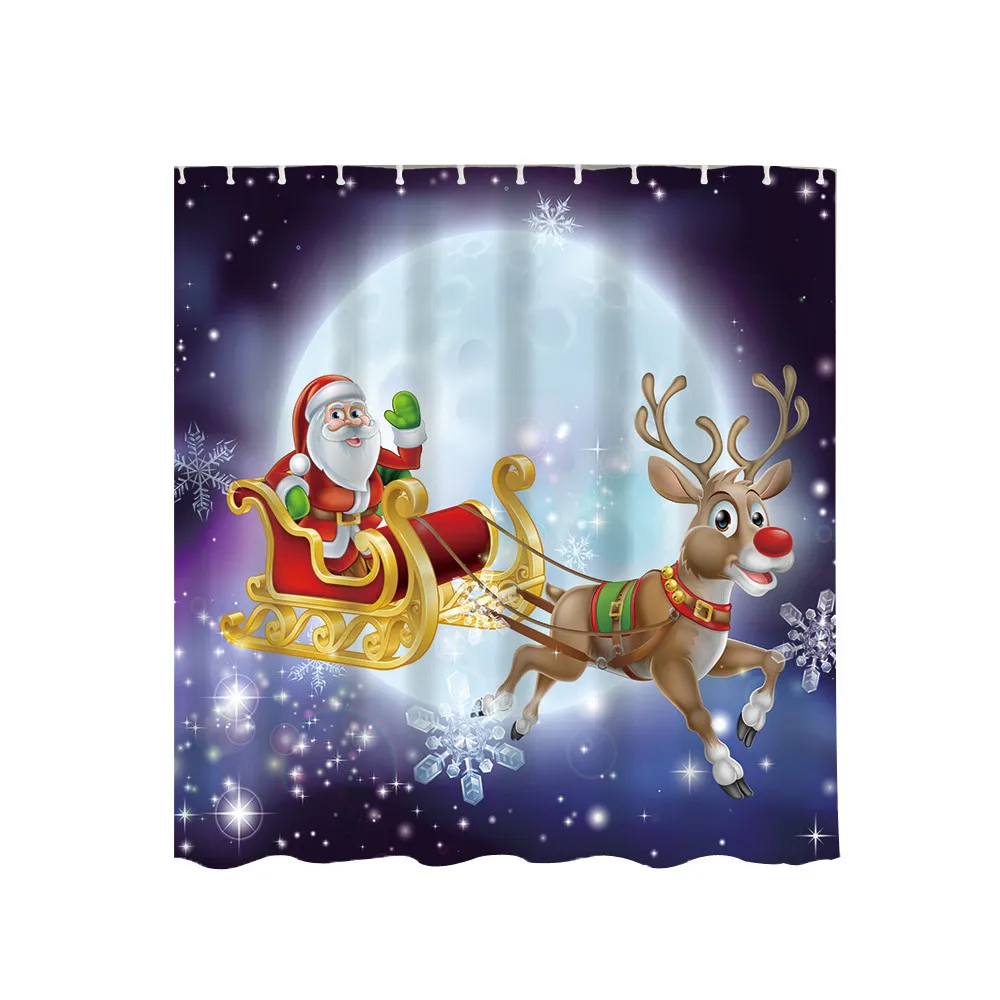 

Ouneed christmas shower curtains Printing bathroom curtain Christmas Waterproof Shower Curtain Xmas Decoration with 12 Hooks