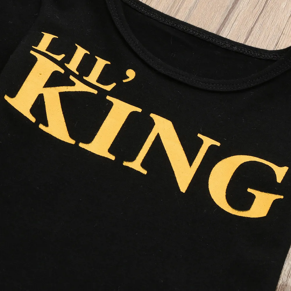 Детский летний комплект одежды для мальчиков футболка с надписью KING маленьких