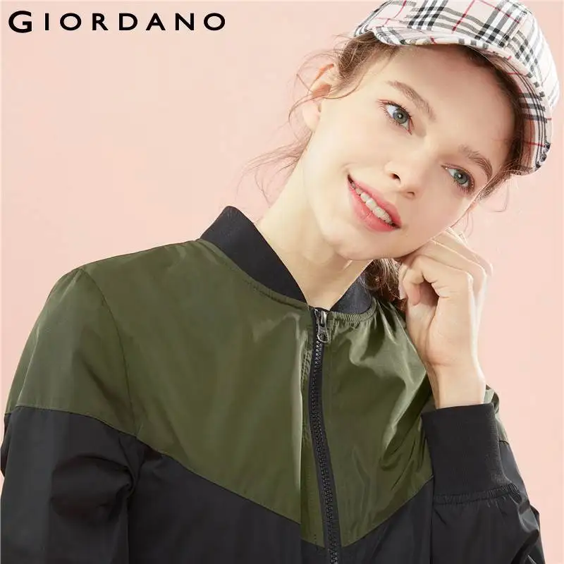 Multi Giordano Contraste couleur Conception 01black Col Baseball 100 Polyester Femmes Bomber Poches Veste fw0qfvr