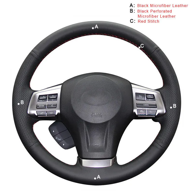 Автомобильная Оплетка на руль для Subaru Forester 2013- Legacy 2013- Outback 2013- XV 2013- авто чехлы - Название цвета: Microfiber Leather