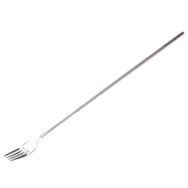 2018 New Practical  Funny Fork Extension Long Extendable Telescopic Freeloader Trick Prank BBQ Tool hot sale C0328#30           02