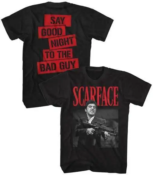 Scarface сказать спокойной ночи к плохой парень Двусторонняя взрослых Футболка