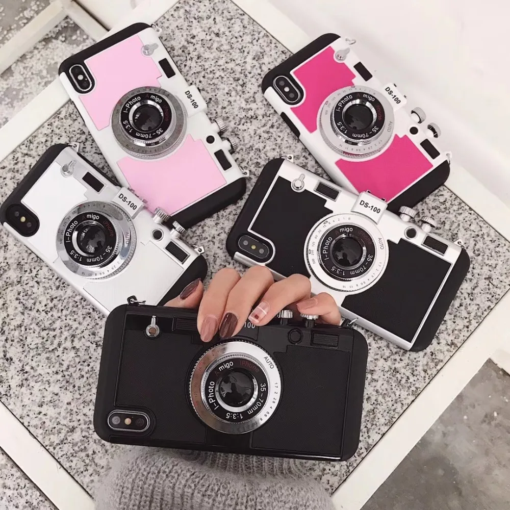 

Classic camera Bluray Capinha Phone Case with Phone Lanyard for iPhone 5 6 7 8 X Xs xs max 7plus Cover Fashion Coques iPhon case
