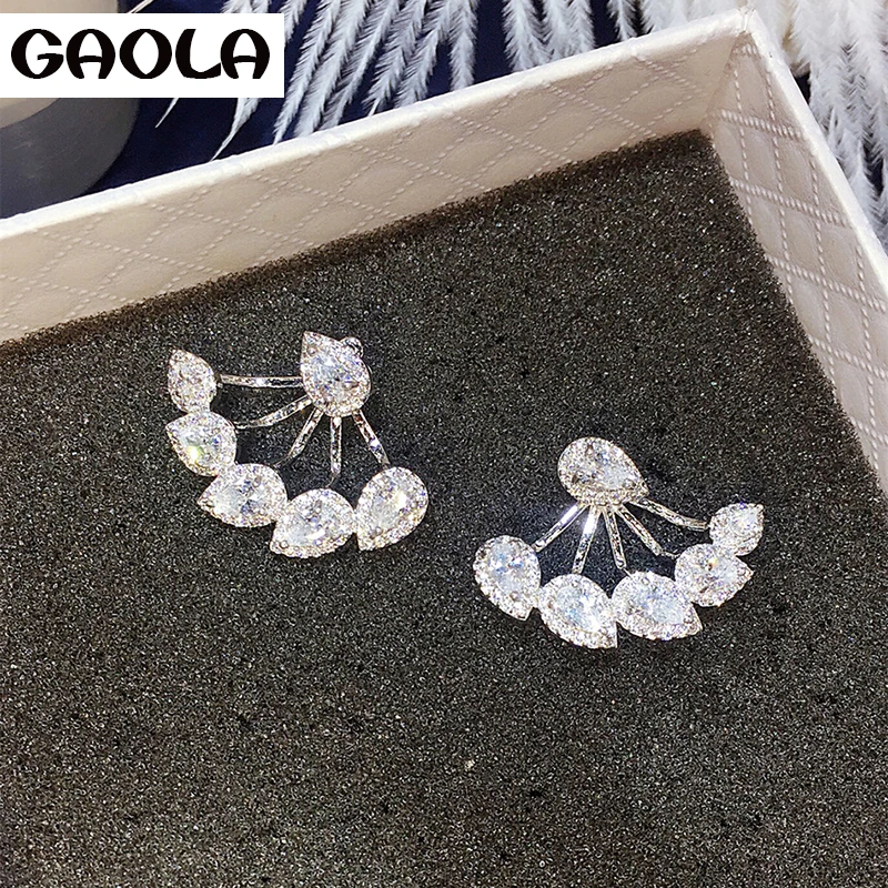 Женские серьги гвоздики с фианитом класса ААА|brand stud earrings|stud earringsstud earrings for women |