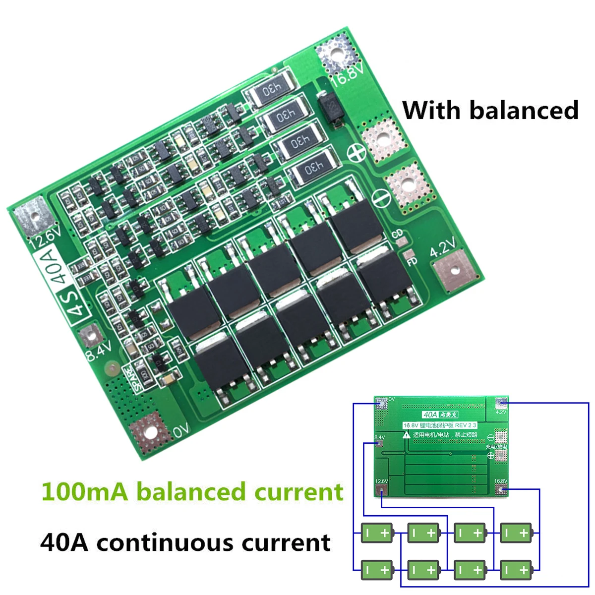 Mayitr 4S 40A Li-ion Lithium Battery 18650 Protector Charger BMS Protection Board with Balance For Drill/Sprayer/LED lights