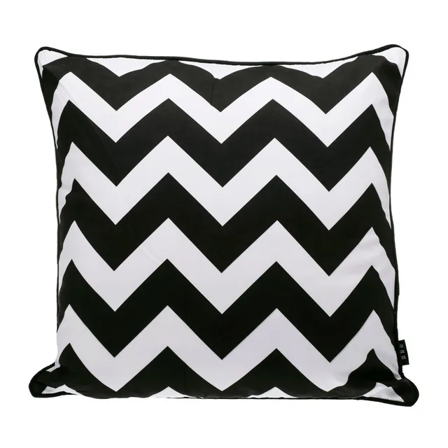 Black And White Cushion Cover Geometric Triangles Chevron Stripes