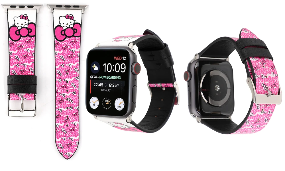 Ремешок YUKIRIN Dots Minnie Mickey из натуральной кожи для Apple Watch серии 5 4 3 2 1 ремешок для iWatch 38 42 мм 40 44 мм мышь