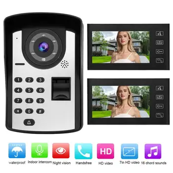 

7" LCD Wired Fingerprint Password Video Door Phone Intercom Doorbell Kit with NO Lock