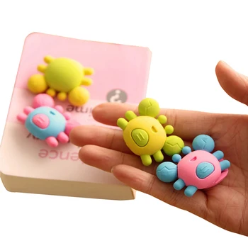 

1pcs/lot Creative Crab Design Kawaii Cartoon Pencil Erasers for Office School Kids Prize Writing Drawing Student Gift