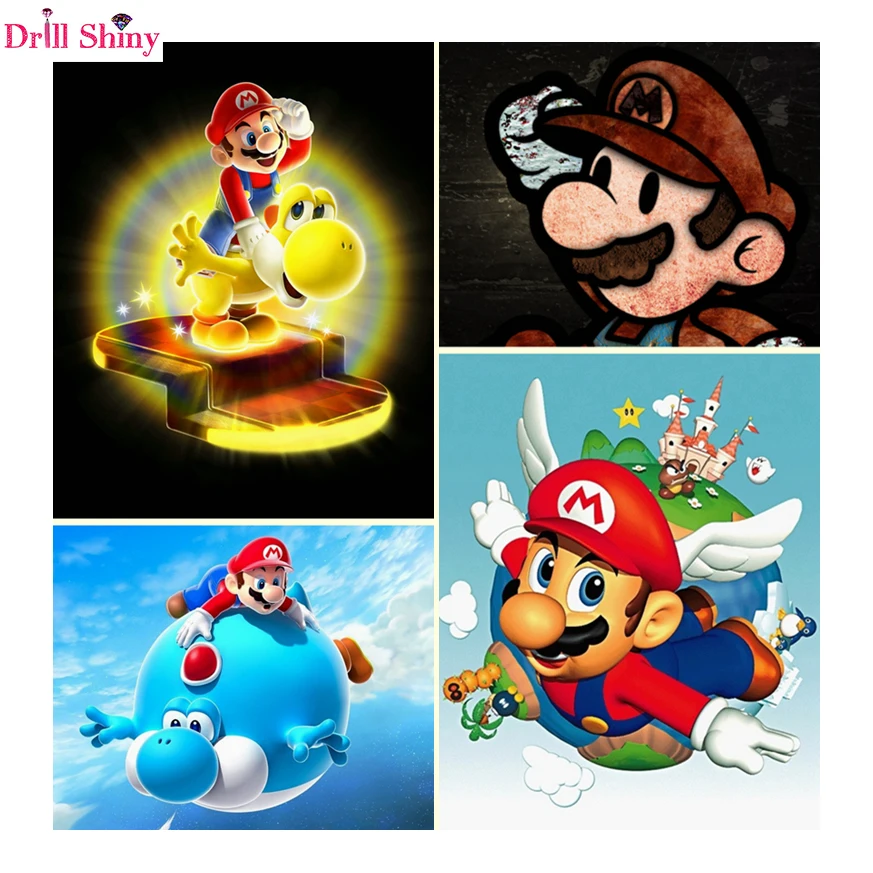 

5D DIY Diamond Painting Cartoon Super Mario Family Dinosaur, wings Cross Stitch Diamond Embroidery Of Rhinestone Home Decor gift