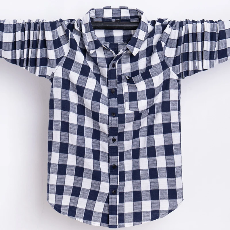 

Men Plaid Shirt Cotton 2019 Spring Autumn Casual Long Sleeve Shirt Homme Soft Comfort Styles Brand Man Clothes 6xl 7xl Oversize