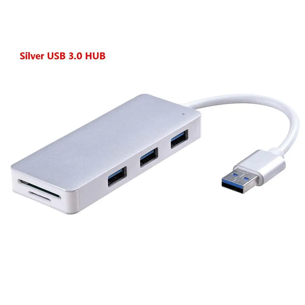 Silver USB3.0 HUB USB3.0 MicroUSB type C SD Micro SD CF считыватель карт памяти 3 порта USB 3,0 концентратор для samsung Xiaomi huawei Android смартфон планшет - Цвет: Silver USB3.0 HUB