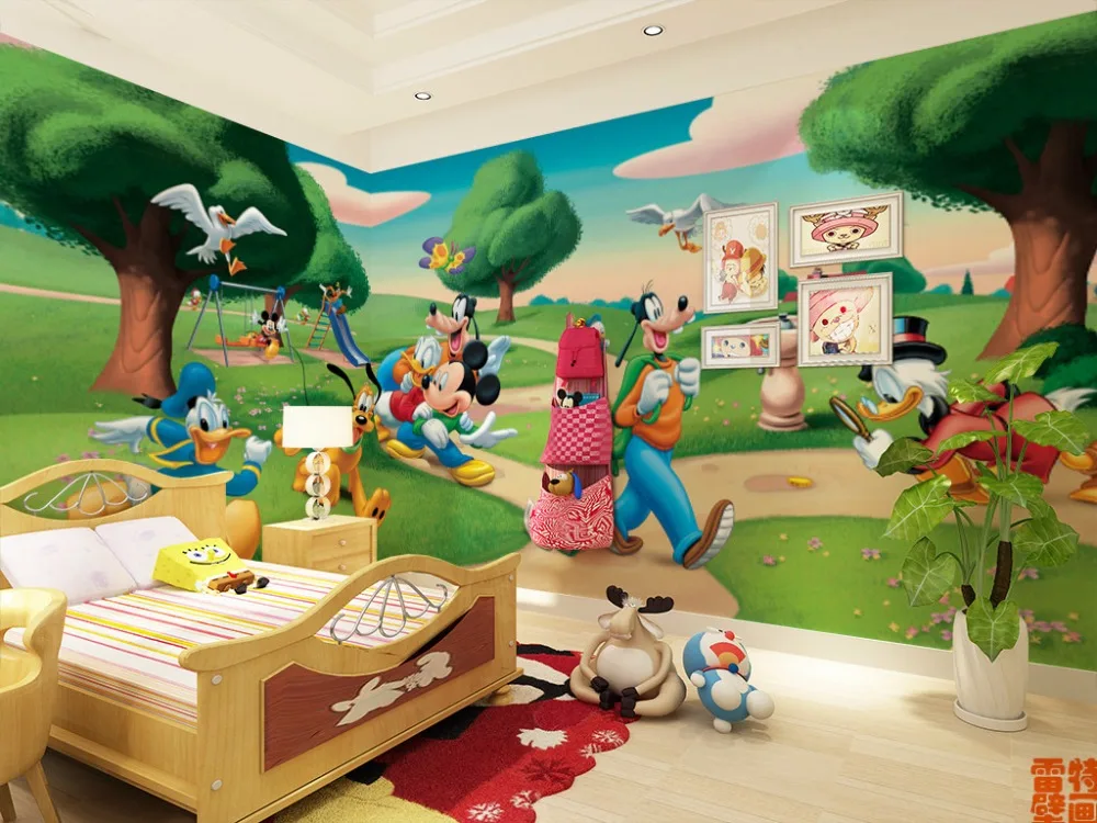 Wholesale 3d mural wallpaper with Outdoor playground cartoon for