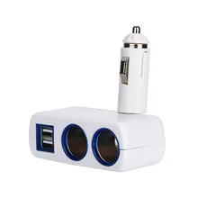 2-сторонний разветвитель гнездо для автомобильного прикуривателя распределитель 12V dual USB Автомобильное зарядное устройство с двумя usb-разъемами адаптер питания автомобиля интеллигентая(ый) защита от короткого замыкания