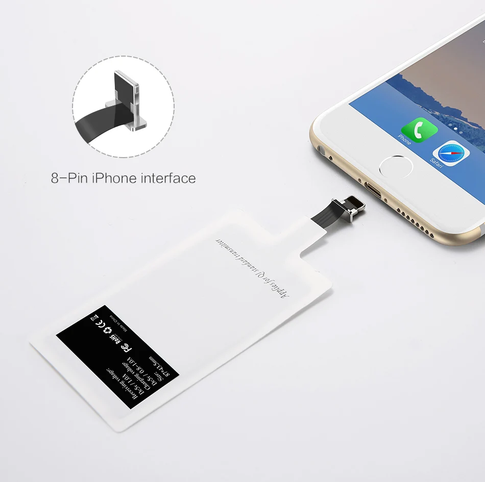 RAXFLY Беспроводное зарядное устройство приемник для iPhone 7 6 6s Plus QI Беспроводное зарядное устройство адаптер для Micro usb type-c Android телефон зарядное устройство s