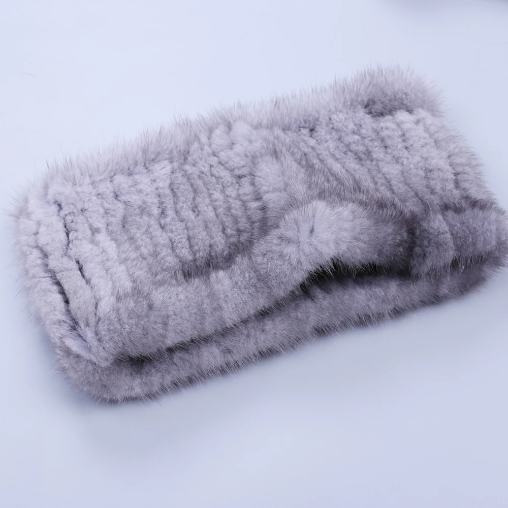 Роскошный модный женский зимний шарф ручной вязки из натурального меха норки