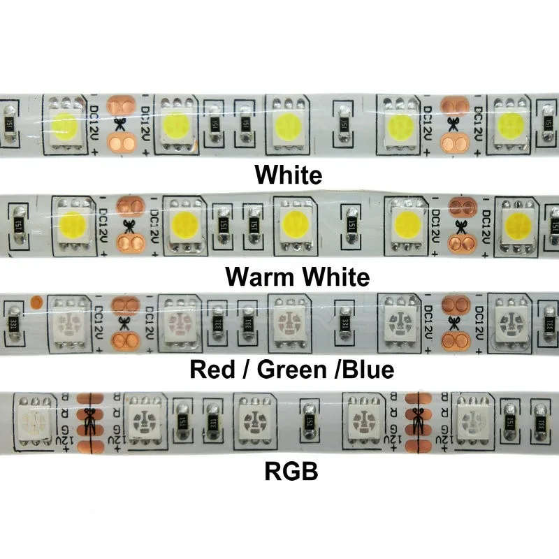 Новый LED 5050 полосы DC12V 60leds/M 5 м/лот гибкие Светодиодные ленты света RGB/красный/синий/ зеленый/белый/желтый 5050 Светодиодные ленты Бесплатная