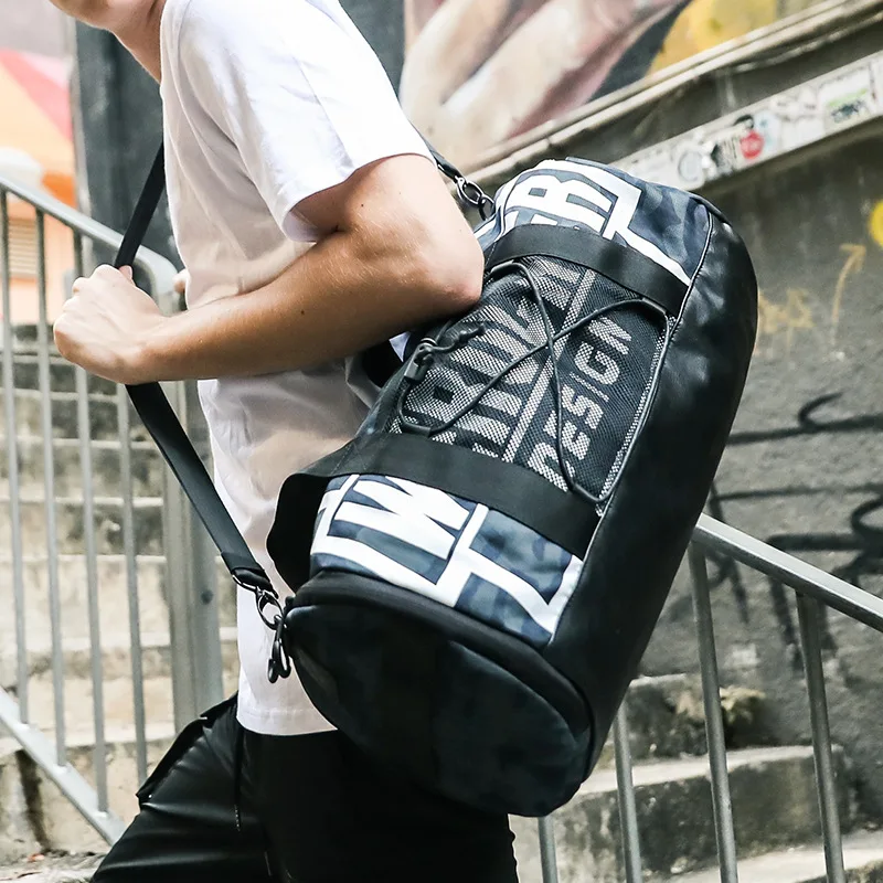 

New Fashion Cylinder Gym Bag Male Training Portable Package Chic Trend One Shoulder Messenger Bag Practical Light Travel Bag