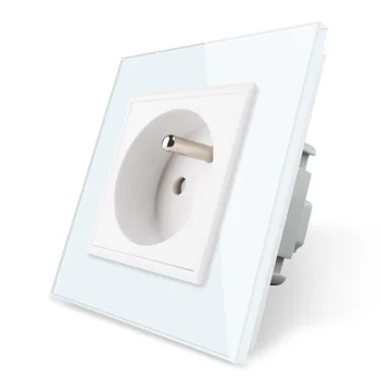 

Free Shipping,Livolo New Outlet,French Standard Wall Power Socket, OS-01FR-1,White Crystal Glass Panel, AC 110~250V 16A