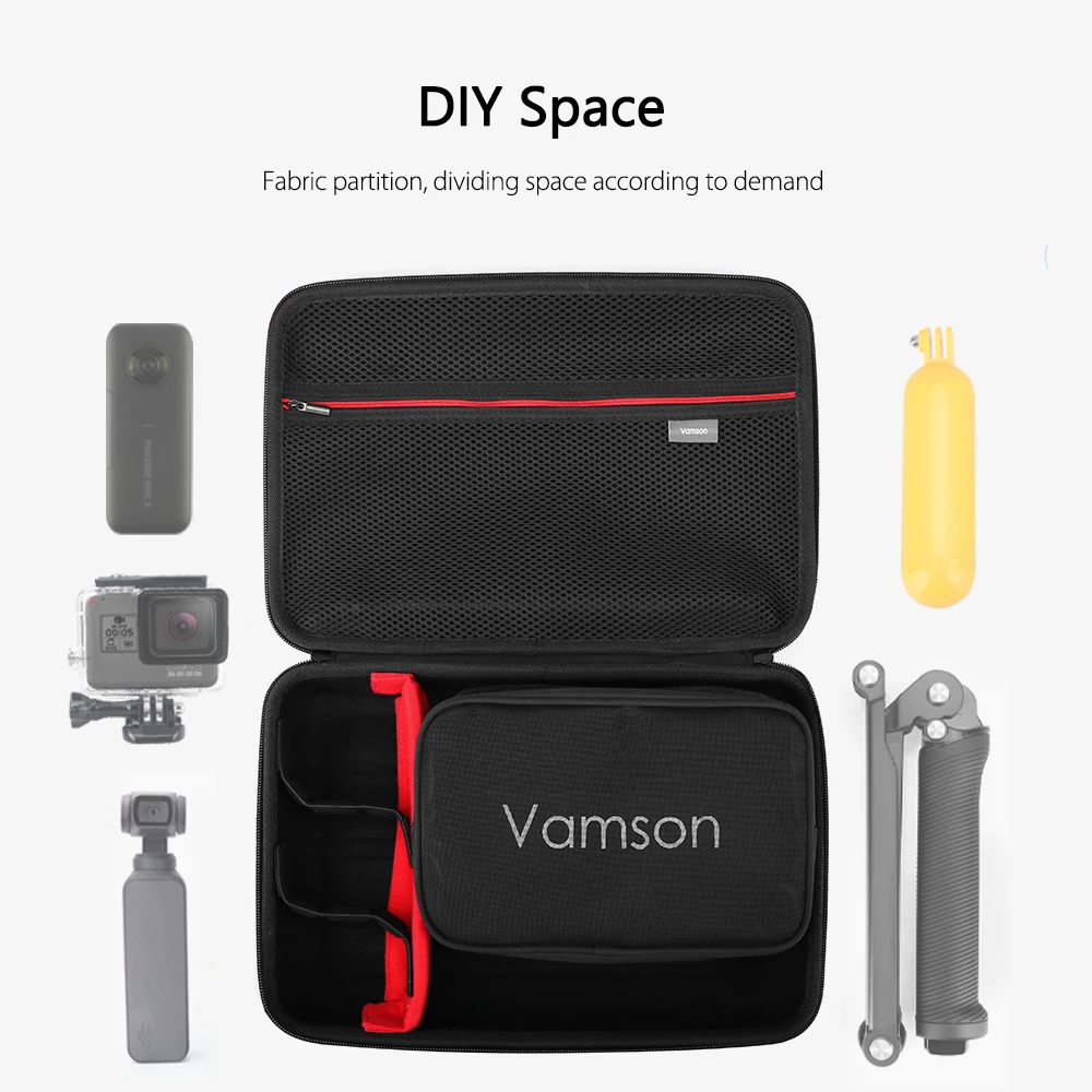 Vamson большой водонепроницаемый чехол из ПУ для Gopro Hero 8/7/6/5 DJI OSMO Action Xiaomi YI Жесткий