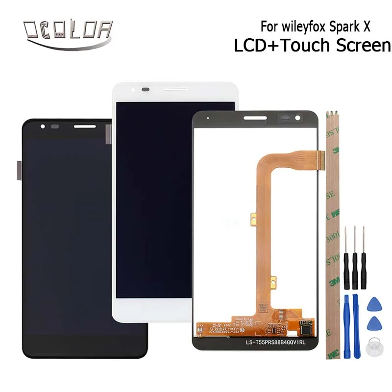 

ocolor For Wileyfox Spark X LCD Display and Touch Screen Digitizer Assembly Replacement+Tools And Adhesive For Wileyfox Spark X
