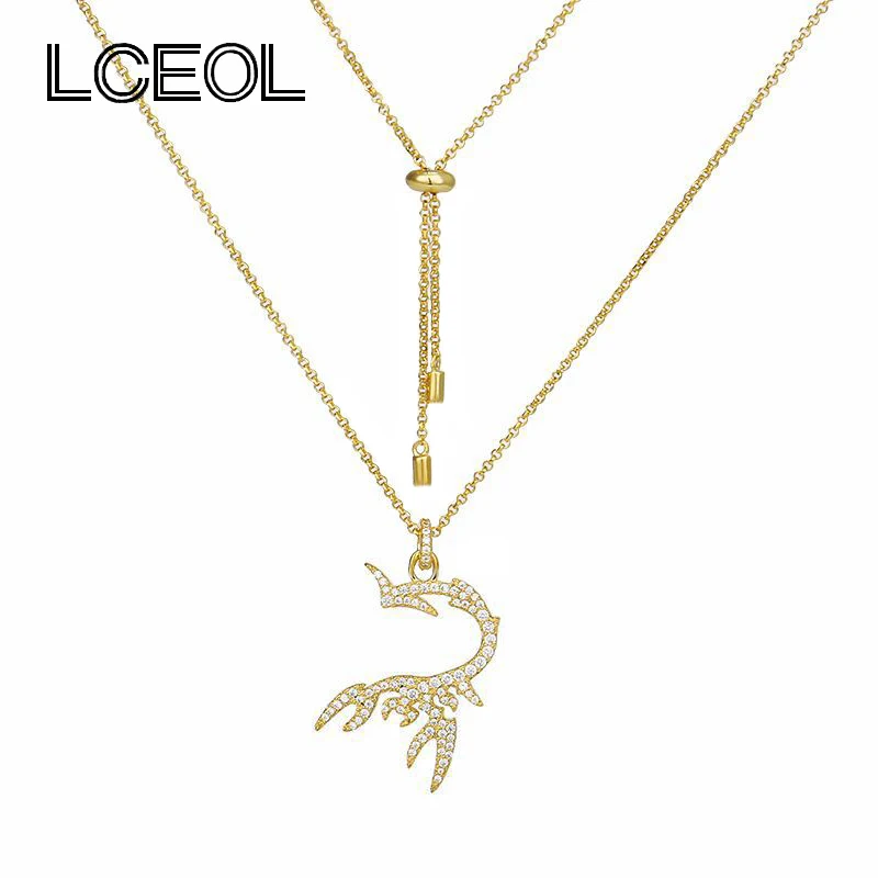 

LCEOL Monaco Brand Jewelry Necklace for Women Popular Scorpion Pendant Necklaces Long Chain Full with AAA zircon Animal Jewelry