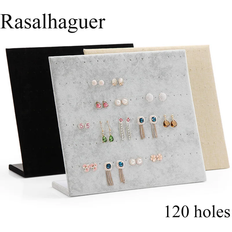 Top Sale 120 Holes Ear Ring Jewelry Display Stand Jewelry Trumpet Display Shelf Board Pin Earrings Holder Jewelry Store Shelf