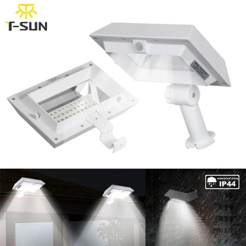 

T-SUNRISE Motion Sensor Solar Gutter lights Solar Powered Outdoor Lighting Garden Solar Sensor Wall Light for Street Yard